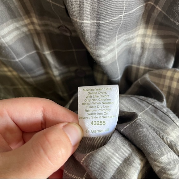 Garnet Hill Grey Plaid Button Down Dress Size 8 Organic Pima Cotton Classic - Picture 5 of 7